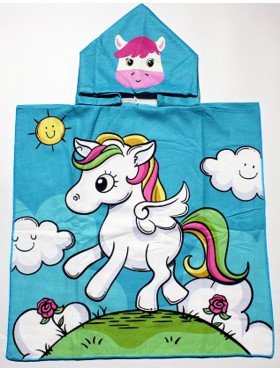 Kids Unicorn Patterned Hoodie Towel